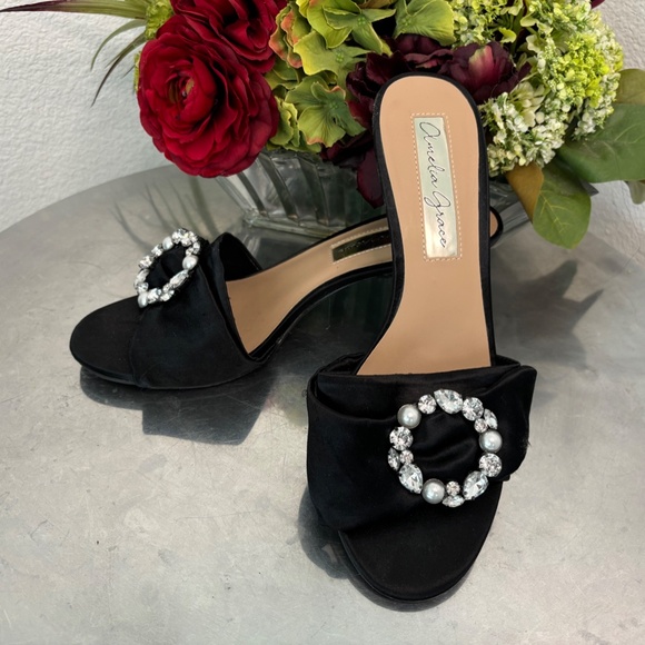 AMELIA GRACE  Satin rhinestone kitten heel - Picture 4 of 7